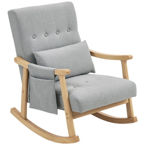 Wood Frame Rocking Accent Chair - Light Grey 1