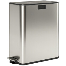 Dual Kitchen Bin w/ Soft-Close Butterfly Lid, 2x28L Stainless Steel Pedal Bin, Removable Inner Buckets, Fingerprint-Proof for Recycling, Silver Tone