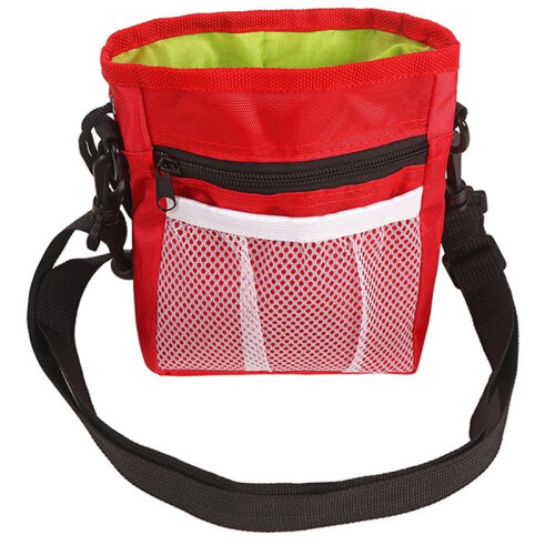 Pet Dog Training Treat Bag - Detachable Snack Reward Pouch with Interactive Features Red