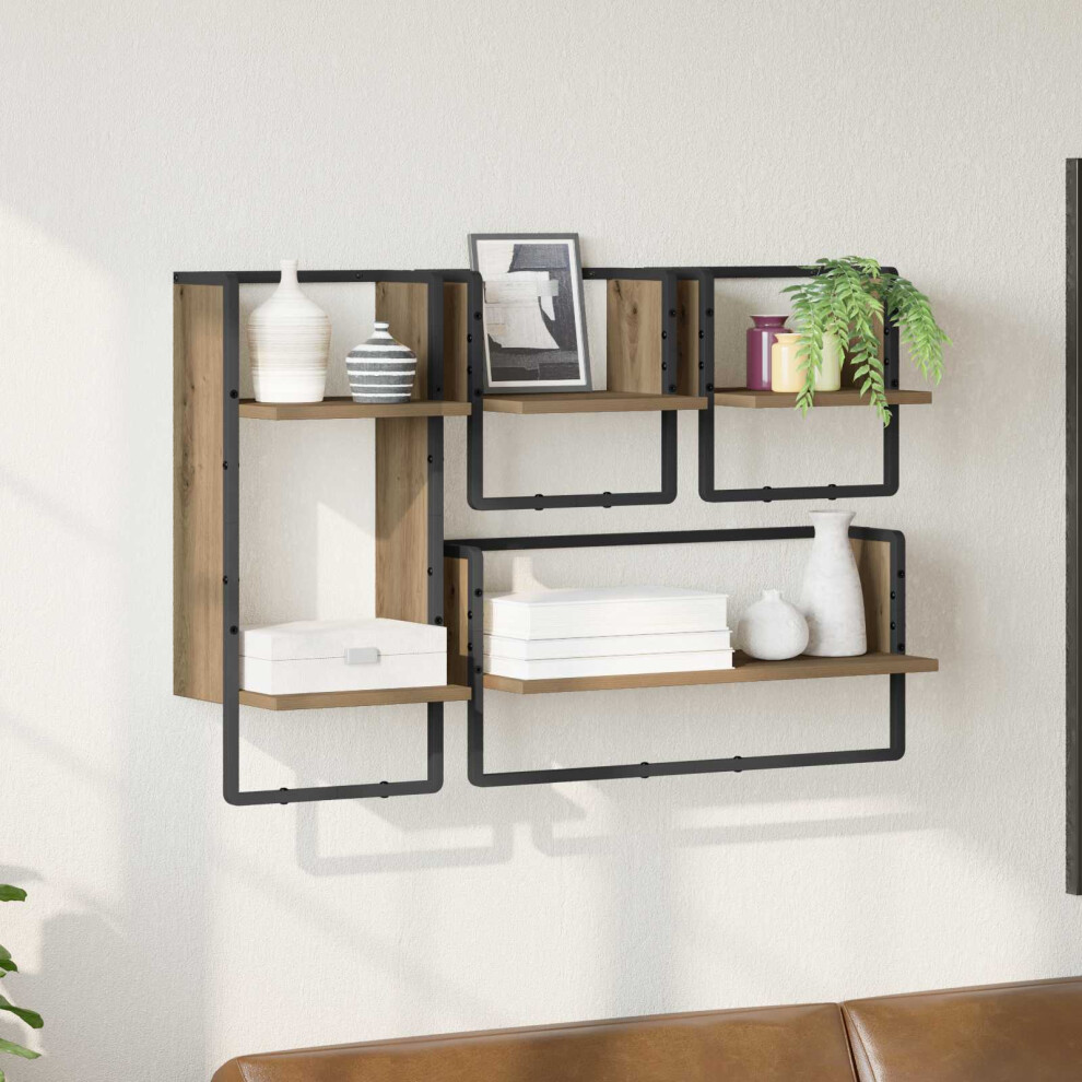 Vidaxl Wall Shelf Set With Shelf 4 Pcs Artisan Oak 65 X 25 X 30 Cm