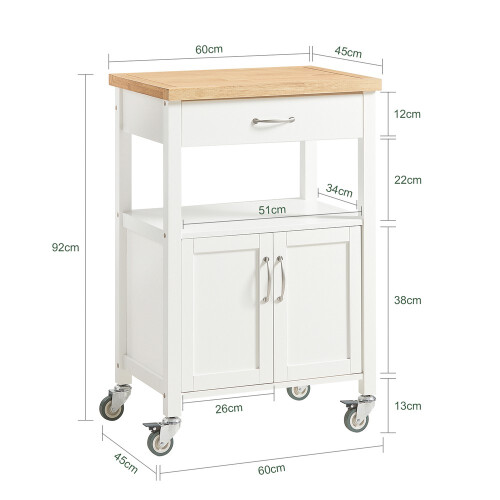 SoBuy Kitchen Trolley Cart with Wood Worktop 2
