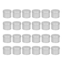 24 Pack Round Metal Tins Box Candle Tin Black Aluminum Jar Storage Empty Pot Plain Cans Cream Cosme