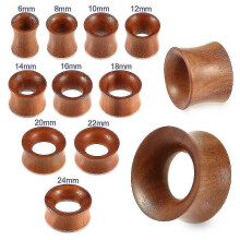 1/2 Inch ( 12mm ) Double Flared Organic Natural Teak Wood Gauge Tunnel Ear Plug-yvan