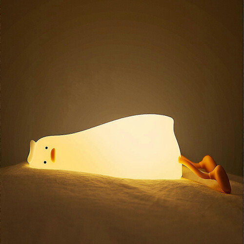 Led Night Light Cute Lying Duck Shape Soft Silicone Soft Lighting Usb Rechargeable Night Lamp 1