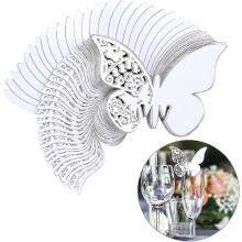 100 Pack Butterfly Place Card, 3d Butterfly Motif Embossed Butterfly Wine Card For Wedding Party Birthday