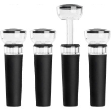 Silicone Vacuum Wine Stoppers with Built-in Pump 4-Pack