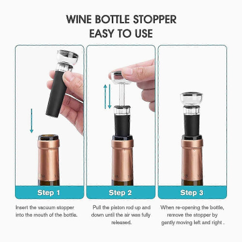 Silicone Vacuum Wine Stoppers with Built-in Pump 4-Pack 2