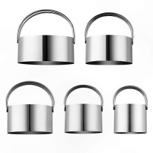 5-Piece Stainless Steel Round Cookie Cutter Set with Handles for Baking Donuts and Pastries