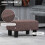(Brown, Polyester) Linen Footstool Ottoman Cube - Brown 4