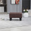 (Brown, Polyester) Linen Footstool Ottoman Cube - Brown 7