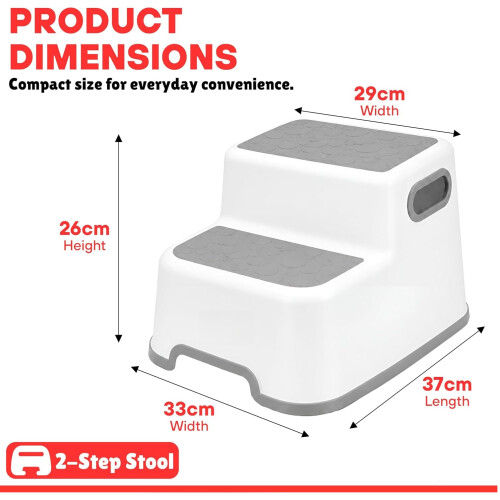 Double Step Stool for Kids Non-Slip Toddler (Grey) 1