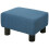 (Blue, Linen) Blue Linen Footstool Ottoman Cube 1