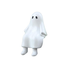 Halloween Resin Sitting Ghost Statue Decor, Outdoor Garden Patio Planter Shelf Desk Ornament, Funny Gift
