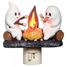 (Ghost Socket Type A US Standard 1pcs, white) Ghost Campfire Flickering Nightlight, Halloween Decoration, USB Powered, Creative Home Gift