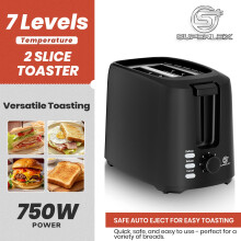 SUPERLEX 2 Slice Toaster 6 Level Browning Control, Defrost, Reheat, Crumb Tray