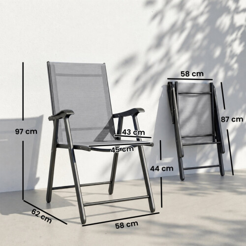 Outsunny 2-Pack Folding Garden Chairs, Light Grey 2