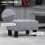 (Grey, Polyester) Grey Linen Footstool Ottoman Cube 4