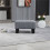 (Grey, Polyester) Grey Linen Footstool Ottoman Cube 8