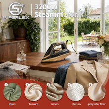 SUPERLEX Electric Steam Iron Non-Stick Soleplate Dry/Steam Iron Adjustable Temp
