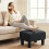 (Black, Linen) Linen Footstool Ottoman Cube – Black 2