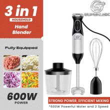 SUPERLEX 3 in 1 Electric Hand Blender Food Processor Mixer Whisk & Chopper Bowl