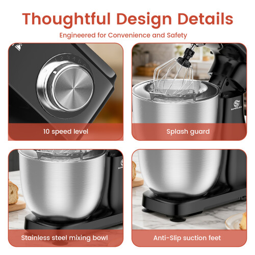 SUPERLEX 800W Stand Mixer Efficient Mixing Safety Switch Stainless Attachments 2
