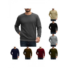 (Black, L 1pcs) Men's Fleece Crew Neck Sweatshirt Casual Long Sleeve Pullover Winter Thick Warm Hoodie Jacket