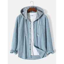 (Sky Blue, L    1pcs) Men's Fall Winter Heavy Waffle Knit Hoodie, Loose Fit Casual Pullover Sweatshirt, Warm Comfortable Zip-Up Jacket