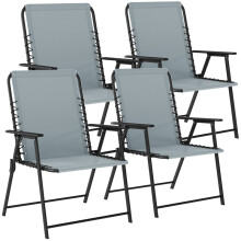 Folding Garden Chairs Set of 4, Light Grey
