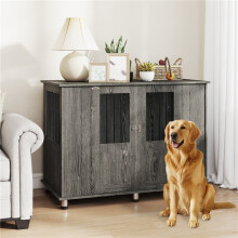 Dog Crate Table for Medium and Large Dogs with Magnetic Door for Indoor Use, 114 x 60 x 82 cm, Grey