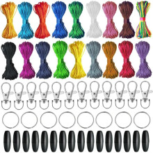 Nylonsnöre för Armbandstillverkningskit + Nyckelringsklämmor + Nyckelring i Satin för Pärlor, Kumihimo, Halsband, Makramé