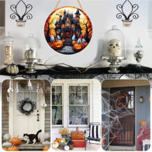 Halloween Sign for Front Door 2D Halloween Wood Signs Pumpkin Decor for Yard C