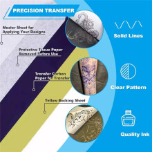 Tattoo Transfer Paper 100 Sheets, Thermal Stencil Paper 4 Layer Stencil Paper 8.27" X 12" Tattoo Supplies for Studios