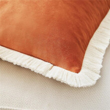 Soft Velvet Decoration Pillow Cover Sofa Cushions, Orange,18x18inch