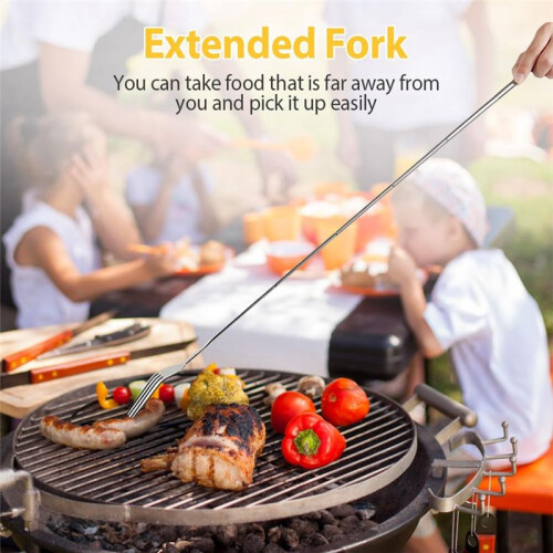 Retractable Fork and Spoon Set Barbecue, Dinner, Dessert Tableware Adjustable and Lengthened Anti-Scalding Tableware 2