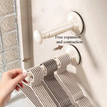 2pcs Suction Cup Clothes Hanger Storage Organizer Home Balcony Multi-Functional Wall-Mounted Hanger Creamy White
