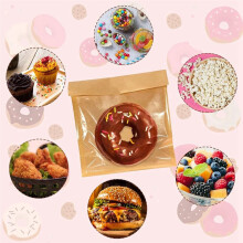 100pcs Heat Seal Bakery Bags, Grease Proof Paper Biscuit Packaging Cake Bags for Packaging Donut Dough Baked Goods