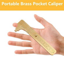 2 Pinzas de Bolsillo, Calibre Deslizante de Doble Escala de 100 mm, Herramienta de Calibrador Vernier de Latón para Medir Anillos de Joyería con
