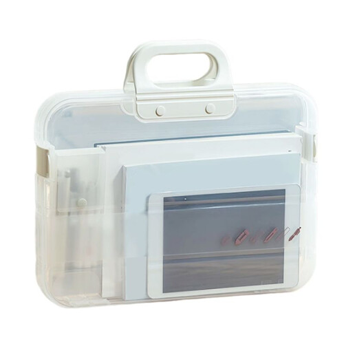 A4 Plastic File Folder with Lock Handle Portable Box File Waterproof Filing Supplies Multi-Purpose Document Bag A 1