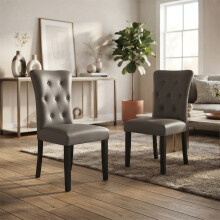 Alivio Set of 2 Faux Leather Dining Chairs, Grey