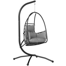 Hanging Egg Chair with Stand - Dark Grey