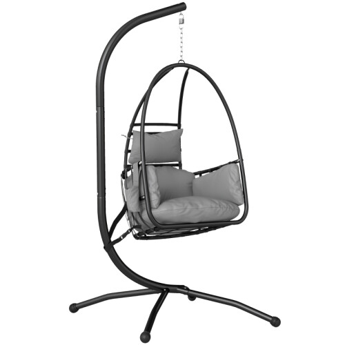 Hanging Egg Chair with Stand - Dark Grey