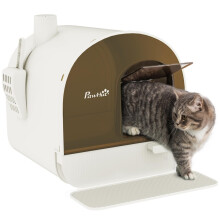 Hooded Cat Litter Box, Kitten Litter Tray, with Lid, Scoop, Filter, Flap Door