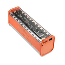 8 Slots 18650 Power Bank Case 22.5W Fast Charging DIY Battery Box Digital Display USB Type C DC5.5x2.1 Output Orange