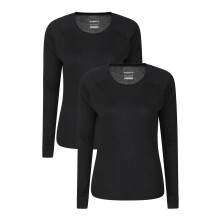 (18 UK, Black) Mountain Warehouse Womens/Ladies Talus Thermal Base Layer Top (Pack of 2)
