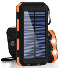 Fast Charging 20000 mAh Solar Power Bank with Dual USB Ports & Flashlights