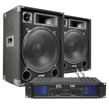 2x Max 15" PA Speaker and Amp Party DJ Band Complete Sound System 2000W UK Stock