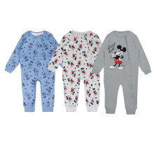 (3-6 Months, Blue/White/Grey) Mickey Mouse Baby Sleepsuit (Pack of 3)