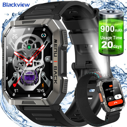 Blackview Military Smart Watch for Men with Bluetooth Voice Call Compatible Android iOS UK
