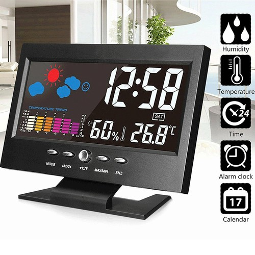Digital Bedside LED Snooze Alarm Clock Time Temperature Day/Night Mode Clock UK 1